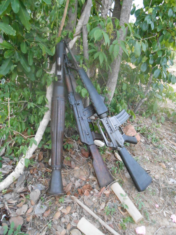 RPG, AK-47, and M-16