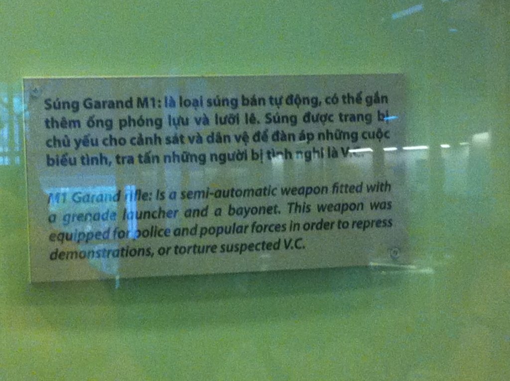 Did you know that the M-1 Garand was used to "repress demonstrations or torture suspected V.C."?