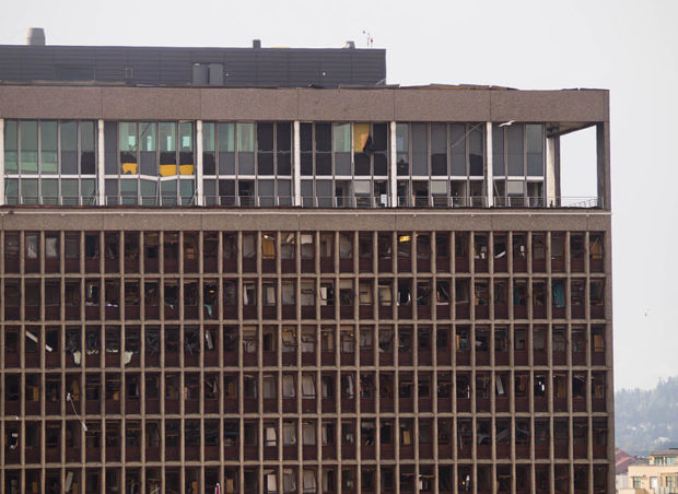 Government building in Olso after the terrorist bombing