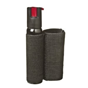 This holster (by Sabre) mounts a can of pepper spray directly to your bicycle.