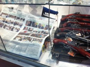 Even Airsoft pistols are highly regulated. This tobacco shop in a Sydney mall sold Airsoft guns, but the proprietor was not allowed to leave them uncovered in the store display case. He covered the airsoft guns with sheets of newspaper to comply with the law.