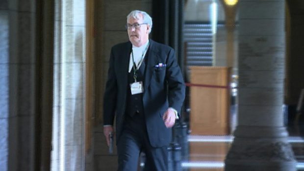 Sergeant-at-Arms Vickers with his S&W 9mm handgun shortly after the shooting