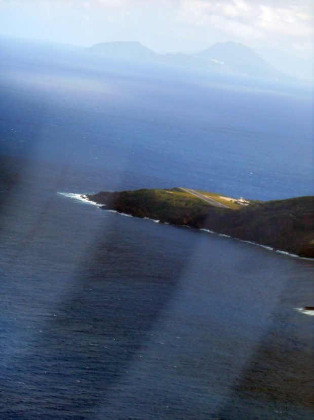 The Saba airstrip as viewed from the prop plane's approach