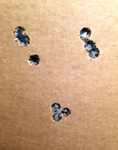 3 attempts at the cloverleaf drill at 10 feet with my Glock 21