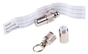 Identification capsule to attach medical information to your cat's collar.