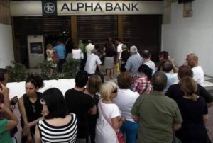 Lines at a Greek ATM