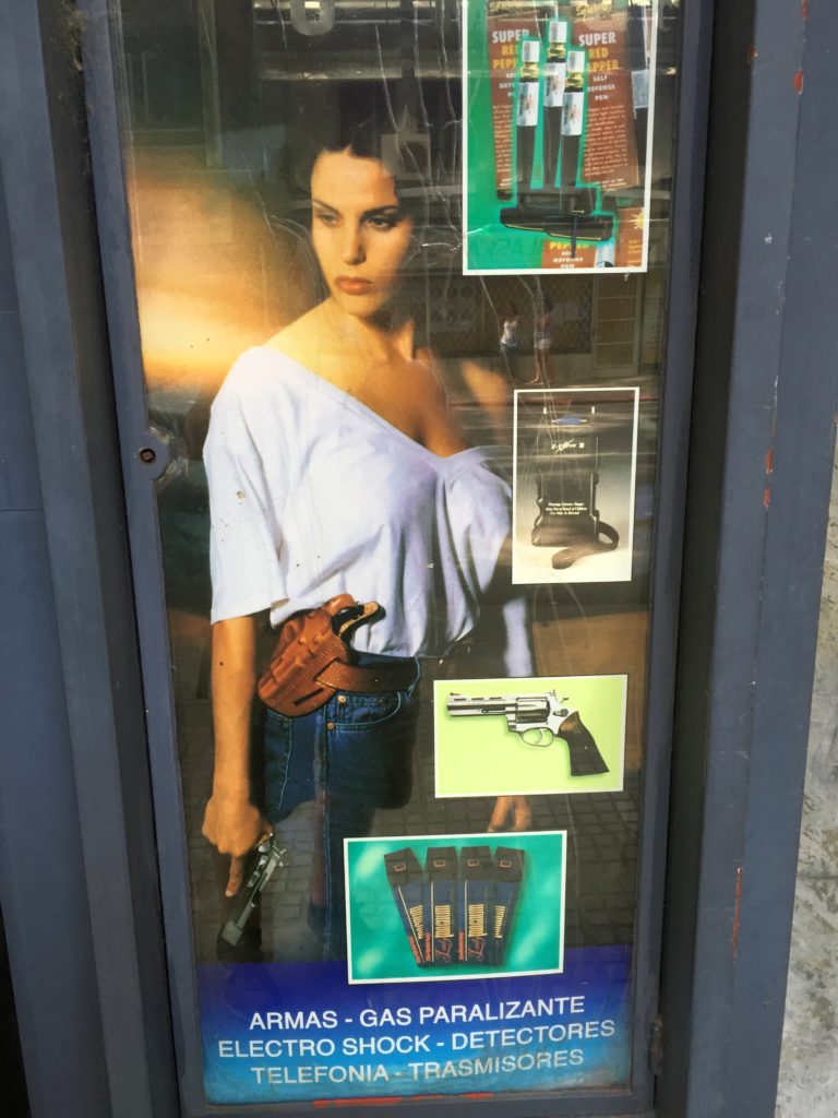 Gun store window in Montevideo