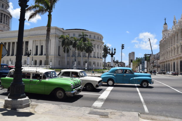 Some of the old cars on the street in Old Havana