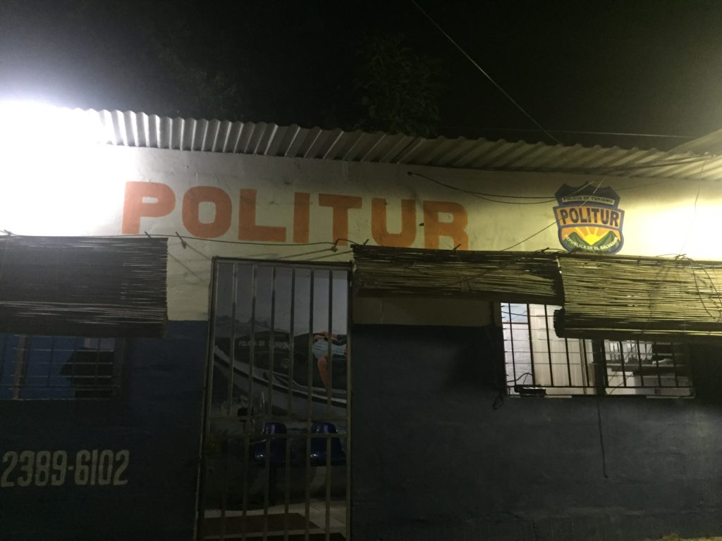 Police station in El Tunco. The cops here work out of a cell with no air conditioning.